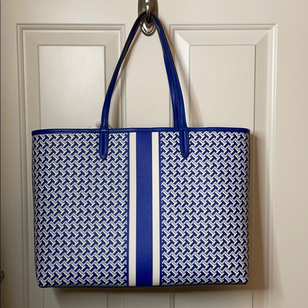 Tory Burch T Zag Tote Blue NWT - Picture 9 of 9